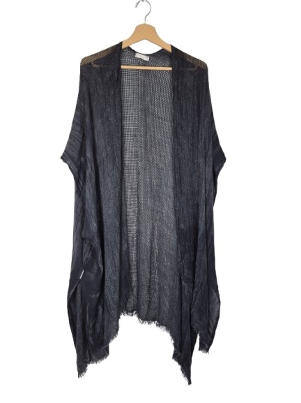 Free People Charcoal Gray Sheer Mesh Open Front Draped Poncho Cardigan S